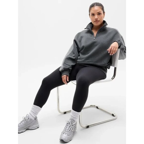 Athleta XL Forever Fleece 1/4 Zip Sweatshirt Charcoal Heather Grey Two Tone - Picture 4 of 6